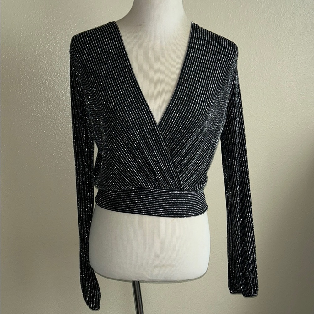 Elegant Black and Silver Women's Top